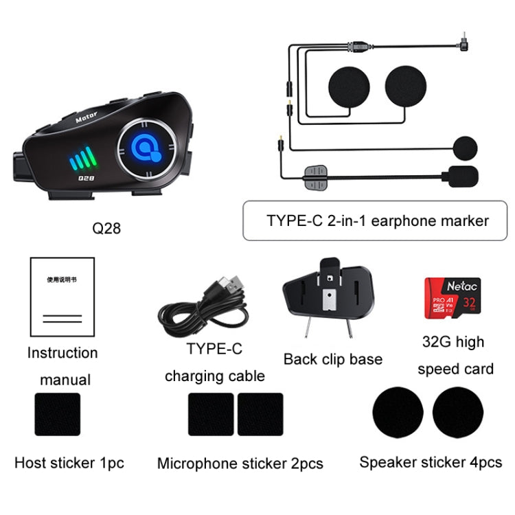 KUQIBAO Q28 Motorcycle Riding Helmet Bluetooth-compatible Headset Recorder