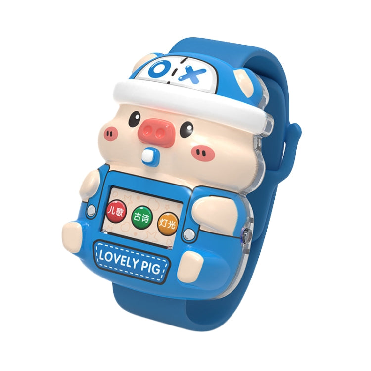 Cute Cartoon Piggy Children Electronic Watch Colorful LED Toy Music Watch Gifts, Color: Early Learning Edition Blue