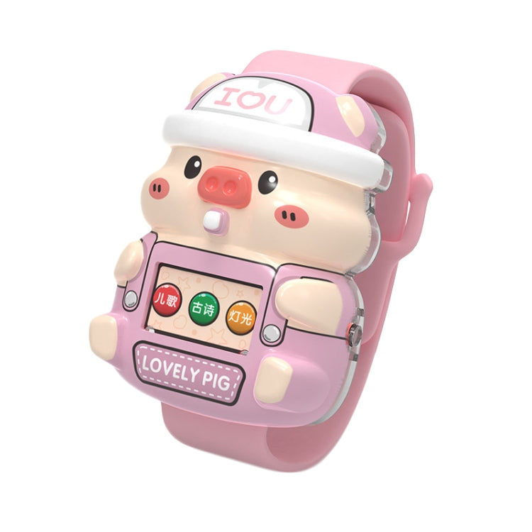 Cute Cartoon Piggy Children Electronic Watch Colorful LED Toy Music Watch Gifts, Color: Early Learning Edition Pink