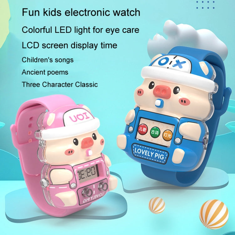 Cute Cartoon Piggy Children Electronic Watch Colorful LED Toy Music Watch Gifts, Color: Time Edition Pink