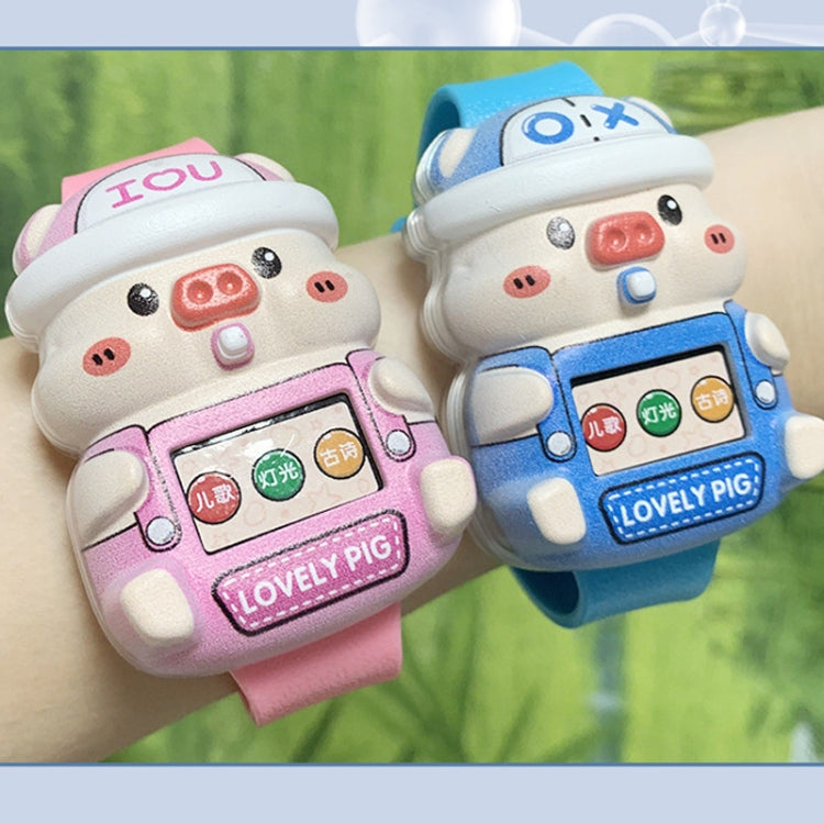 Cute Cartoon Piggy Children Electronic Watch Colorful LED Toy Music Watch Gifts, Color: Early Learning Edition Blue