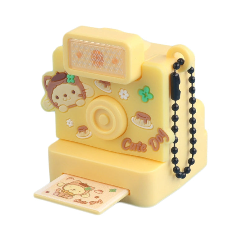 Cute Fun Polaroid Camera Pendant Keychain Flashing Sounding Toy Children Schoolbag Hanging Decoration, Style: Yellow Puppy