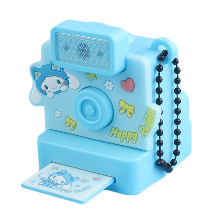 Cute Fun Polaroid Camera Pendant Keychain Flashing Sounding Toy Children Schoolbag Hanging Decoration, Style: Blue Bunny