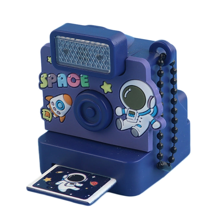 Cute Fun Polaroid Camera Pendant Keychain Flashing Sounding Toy Children Schoolbag Hanging Decoration, Style: Blue Space