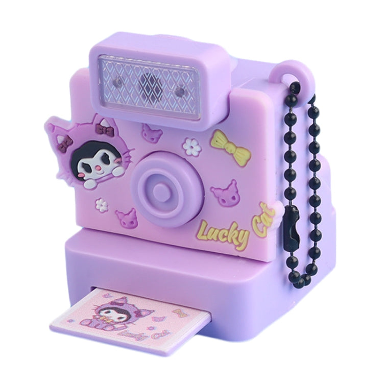 Cute Fun Polaroid Camera Pendant Keychain Flashing Sounding Toy Children Schoolbag Hanging Decoration, Style: Purple Kitten
