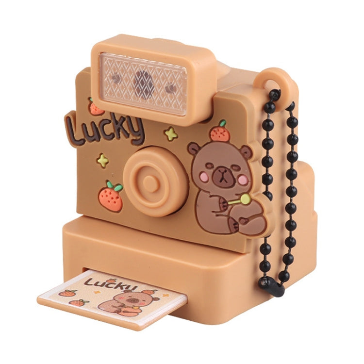 Cute Fun Polaroid Camera Pendant Keychain Flashing Sounding Toy Children Schoolbag Hanging Decoration, Style: Brown Capybara