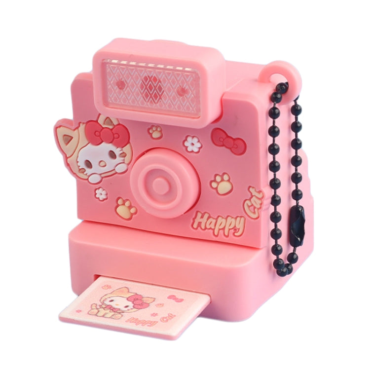 Cute Fun Polaroid Camera Pendant Keychain Flashing Sounding Toy Children Schoolbag Hanging Decoration, Style: Pink Kitten