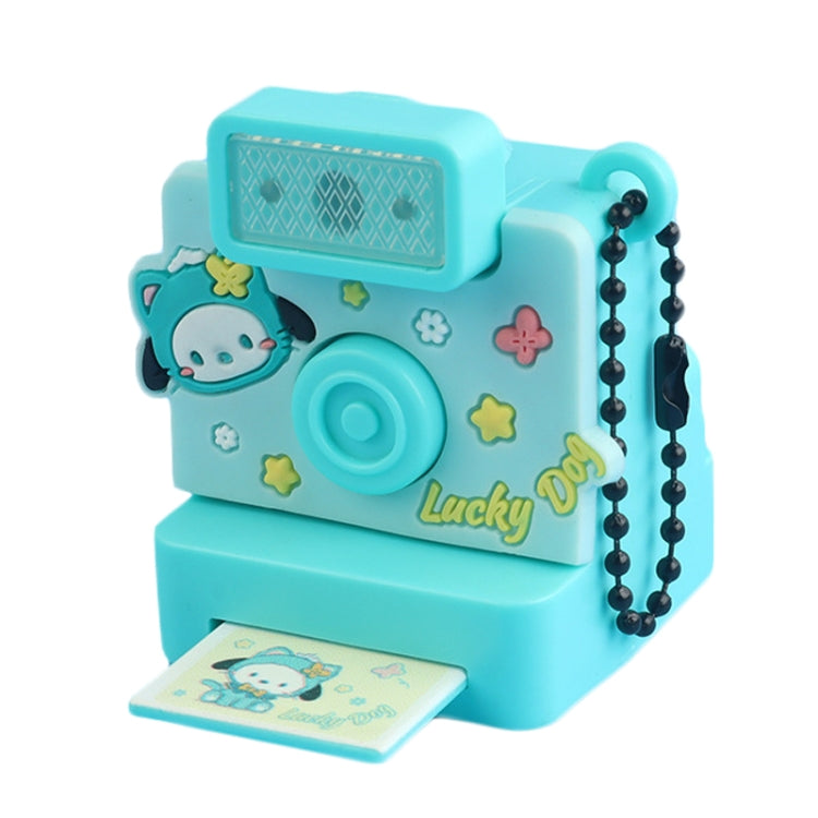 Cute Fun Polaroid Camera Pendant Keychain Flashing Sounding Toy Children Schoolbag Hanging Decoration, Style: Green Puppy