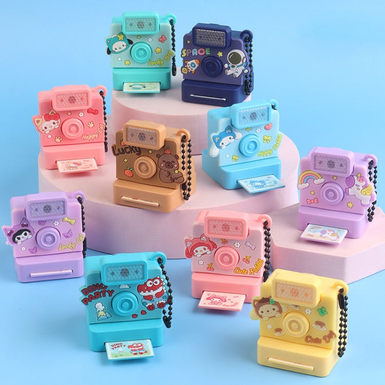 Cute Fun Polaroid Camera Pendant Keychain Flashing Sounding Toy Children Schoolbag Hanging Decoration, Style: Blue Space