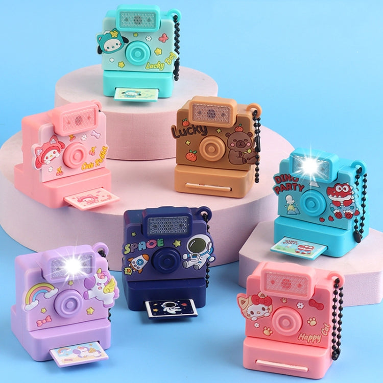 Cute Fun Polaroid Camera Pendant Keychain Flashing Sounding Toy Children Schoolbag Hanging Decoration, Style: Green Puppy