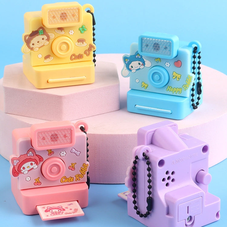 Cute Fun Polaroid Camera Pendant Keychain Flashing Sounding Toy Children Schoolbag Hanging Decoration, Style: Pink Kitten