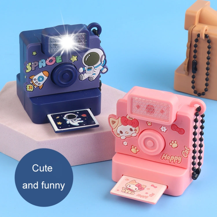 Cute Fun Polaroid Camera Pendant Keychain Flashing Sounding Toy Children Schoolbag Hanging Decoration, Style: Brown Capybara