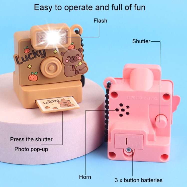 Cute Fun Polaroid Camera Pendant Keychain Flashing Sounding Toy Children Schoolbag Hanging Decoration, Style: Green Puppy