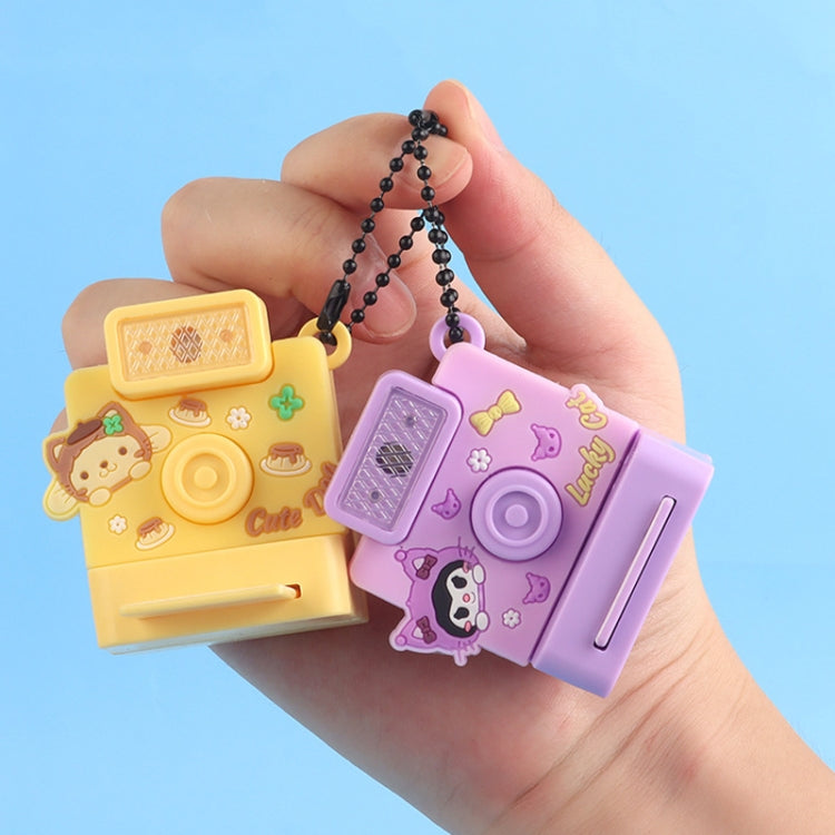 Cute Fun Polaroid Camera Pendant Keychain Flashing Sounding Toy Children Schoolbag Hanging Decoration, Style: Brown Capybara