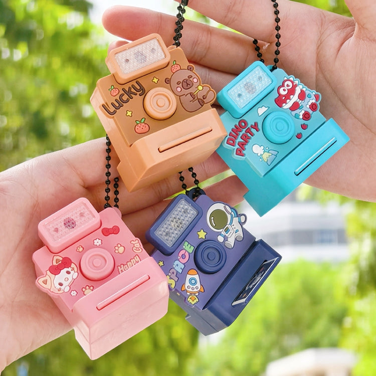 Cute Fun Polaroid Camera Pendant Keychain Flashing Sounding Toy Children Schoolbag Hanging Decoration, Style: Blue Bunny