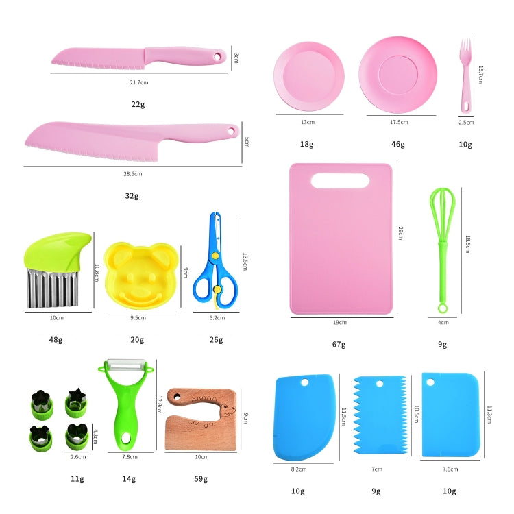 19pcs /Set Children Cooking Knife Set Early Childhood Education Kitchen Tools