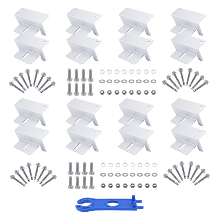 113pcs /Set RV Yacht Solar Panel Z-Shaped Aluminum Alloy Bracket - White