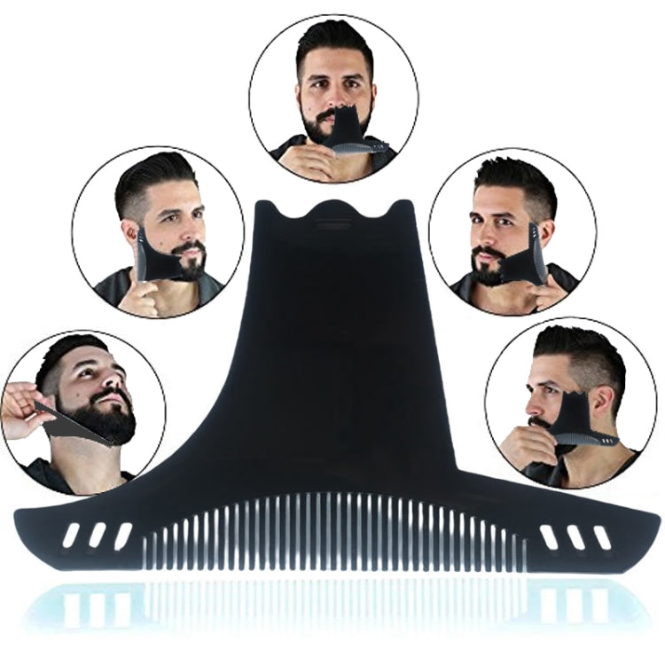 2pcs 6 In 1 Beard Styling Stencil Comb Men Shaving Tools - Black