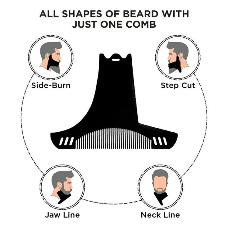 2pcs 6 In 1 Beard Styling Stencil Comb Men Shaving Tools - Black