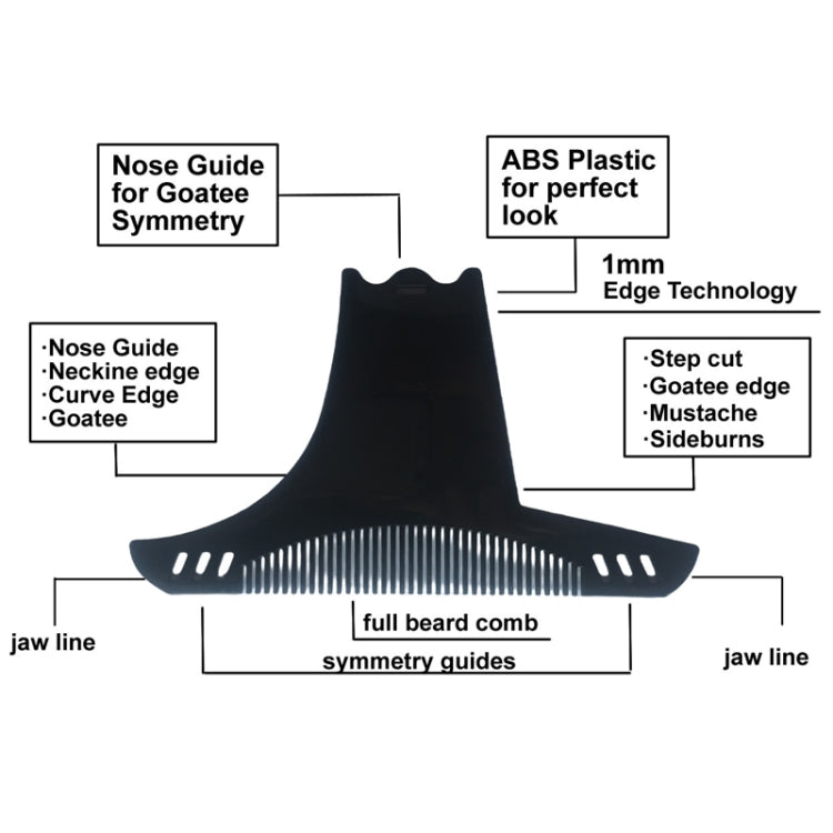 2pcs 6 In 1 Beard Styling Stencil Comb Men Shaving Tools - Black