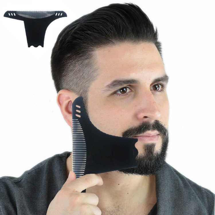 2pcs 6 In 1 Beard Styling Stencil Comb Men Shaving Tools - Black