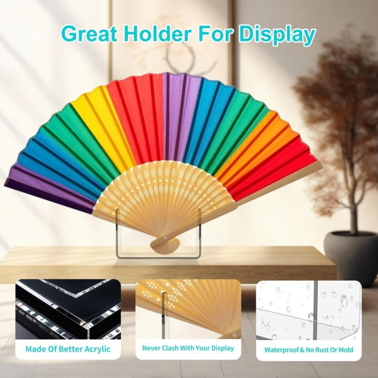 YX133 Acrylic Fan Display Stand Paper Fans Placement Holder - Transparent