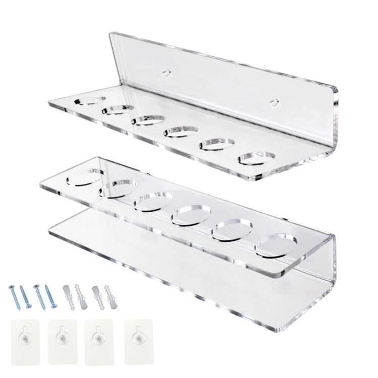 YX134 2pcs / Set Acrylic Billiard Cue Wall Mount Bracket Holds 6pcs Billiard Cues