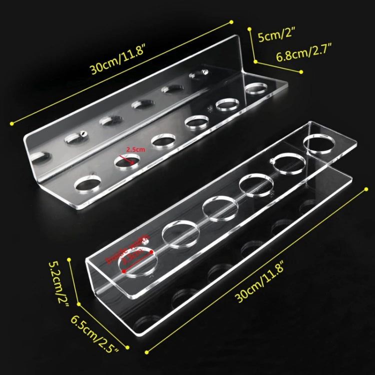YX134 2pcs / Set Acrylic Billiard Cue Wall Mount Bracket Holds 6pcs Billiard Cues