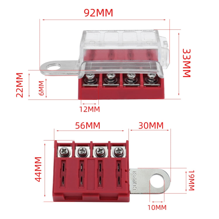 4-way RV Yacht Flame Retardant Waterproof Battery Terminal Fuse Block