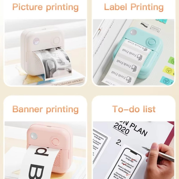200DPI Mini Label Printer Thermal Inkless Black And White Printer With 1 Roll Printing Paper