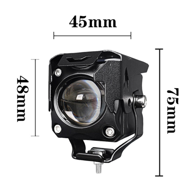 20W Motorcycle LED Headlight Auxiliary Spotlight Lens Dual Color Fog Light - Near Yellow+Far White