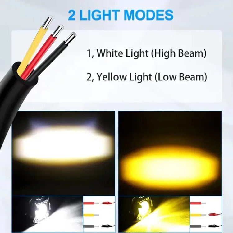 20W Motorcycle LED Headlight Auxiliary Spotlight Lens Dual Color Fog Light - Near Yellow+Far White