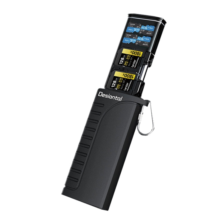 Desiontal DK10 Portable High-Speed Computer Phone Read / Write 2 In 1 Card Reader Large Capacity Flash Card Case - Black