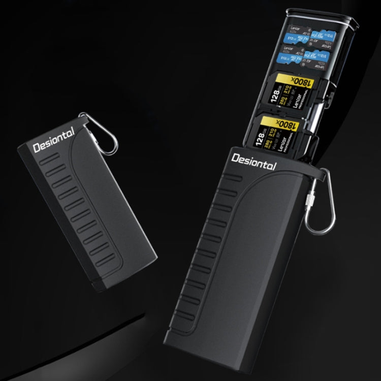 Desiontal DK10 Portable High-Speed Computer Phone Read / Write 2 In 1 Card Reader Large Capacity Flash Card Case - Black