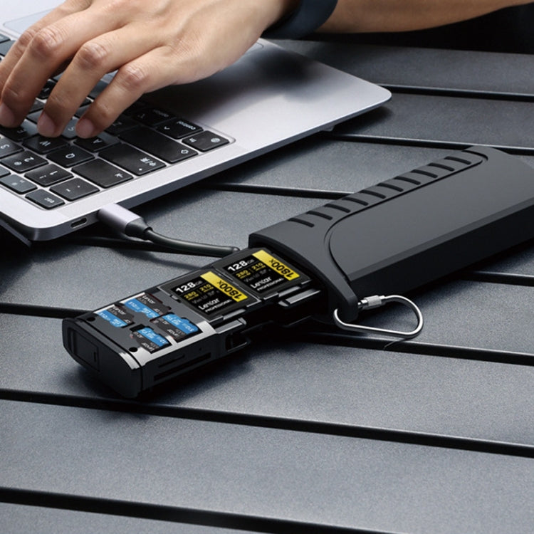 Desiontal DK10 Portable High-Speed Computer Phone Read / Write 2 In 1 Card Reader Large Capacity Flash Card Case - Black