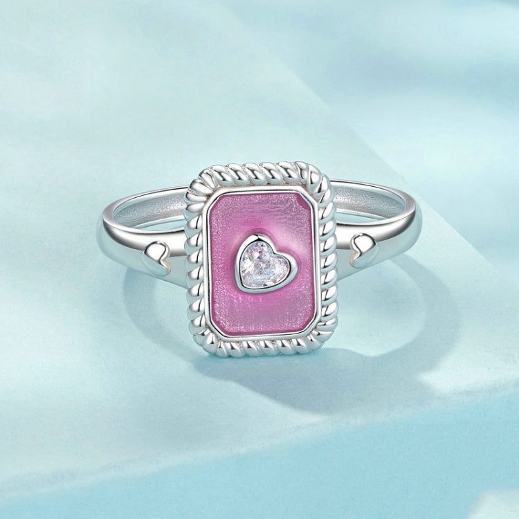 S925 Sterling Silver Square Open Ring Adjustable Retro Love Ring - SCR1067-E