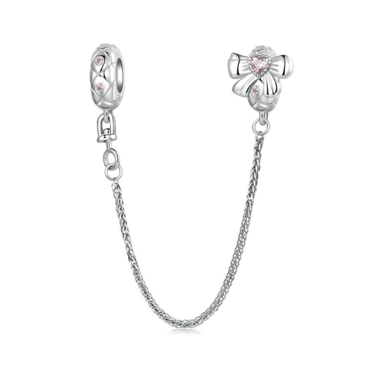 S925 Sterling Silver Platinum-Plated Romantic Bow Safety Chain DIY Beaded Accessories - BSC1053
