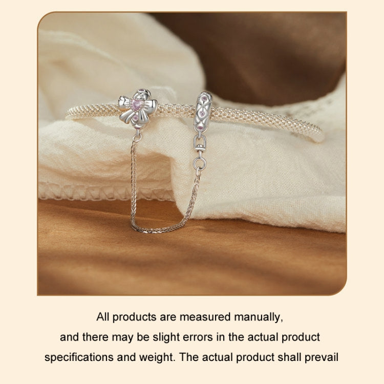 S925 Sterling Silver Platinum-Plated Romantic Bow Safety Chain DIY Beaded Accessories - BSC1053