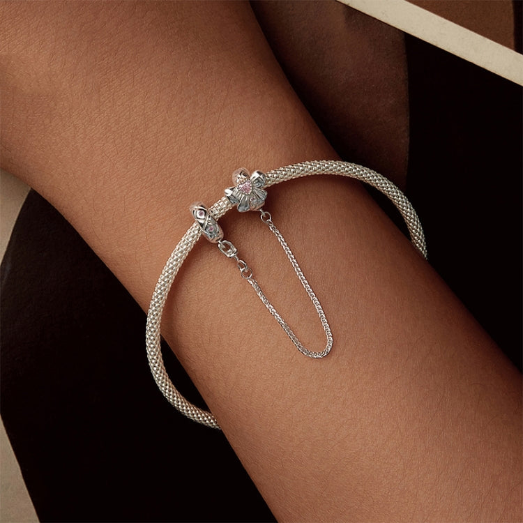 S925 Sterling Silver Platinum-Plated Romantic Bow Safety Chain DIY Beaded Accessories - BSC1053