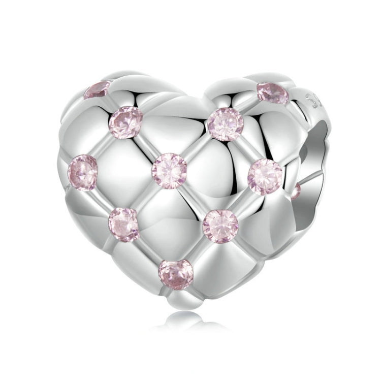 S925 Sterling Silver Platinum Diamond Heart-shaped DIY Bead - BSC1054