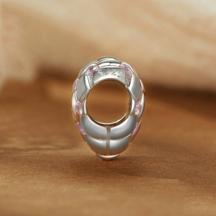 S925 Sterling Silver Platinum Diamond Heart-shaped DIY Bead - BSC1054