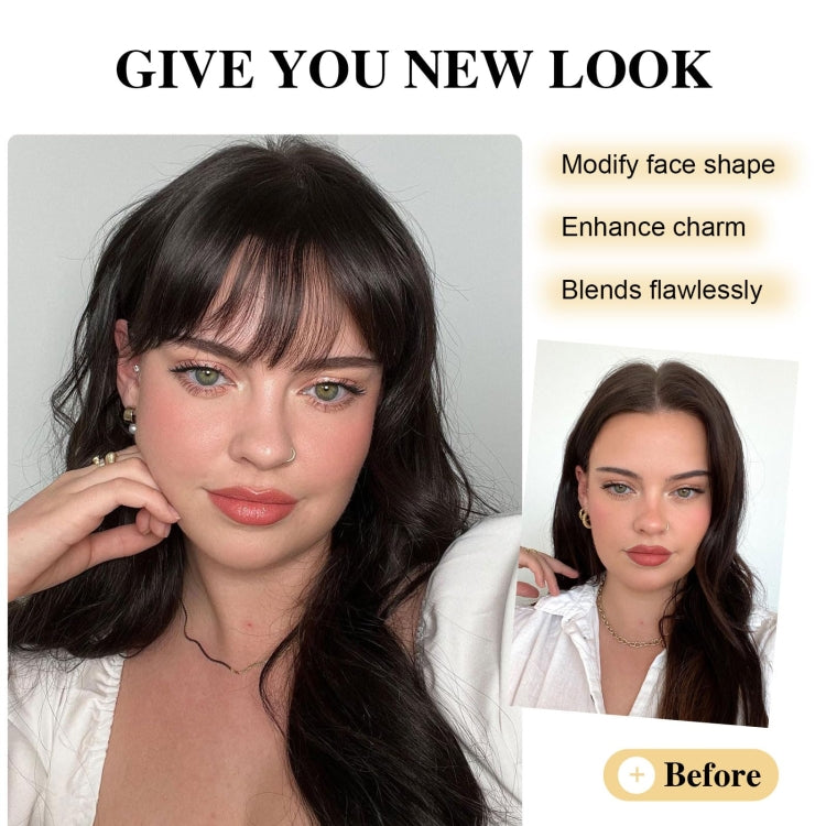 Chemical Fiber Wigs Thin Air Bangs Clip-on Wigs, Color: Dark Brown No Sideburns
