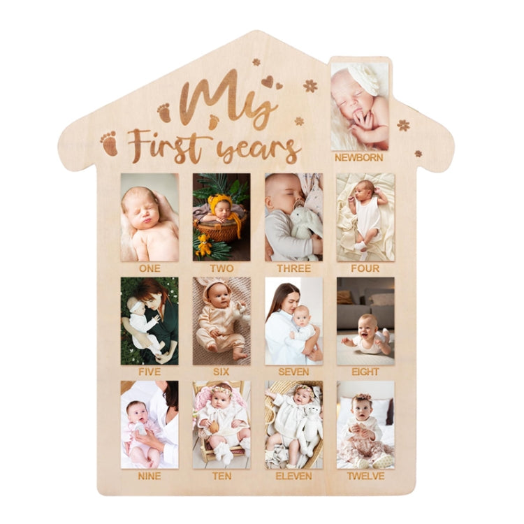 35 x 42cm Wooden Newborn Baby Milestone Memorial Photo Frame Baby Stand Monthly Plaque Craft Ornament