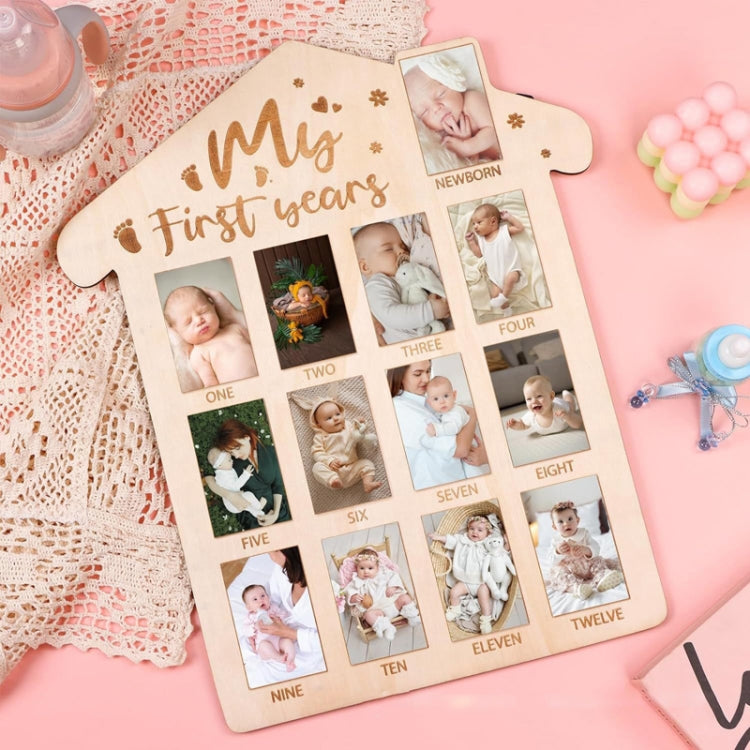 35 x 42cm Wooden Newborn Baby Milestone Memorial Photo Frame Baby Stand Monthly Plaque Craft Ornament