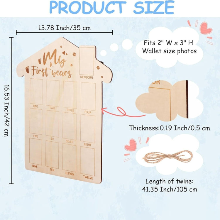 35 x 42cm Wooden Newborn Baby Milestone Memorial Photo Frame Baby Stand Monthly Plaque Craft Ornament