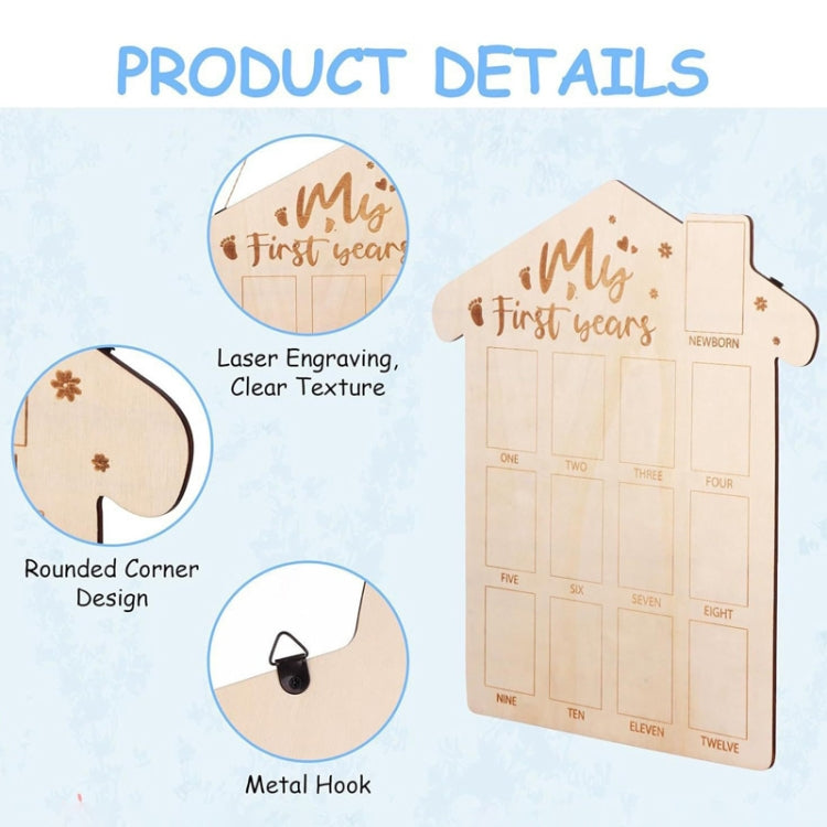 35 x 42cm Wooden Newborn Baby Milestone Memorial Photo Frame Baby Stand Monthly Plaque Craft Ornament