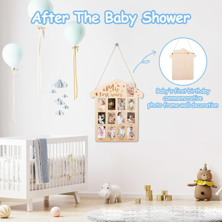 35 x 42cm Wooden Newborn Baby Milestone Memorial Photo Frame Baby Stand Monthly Plaque Craft Ornament