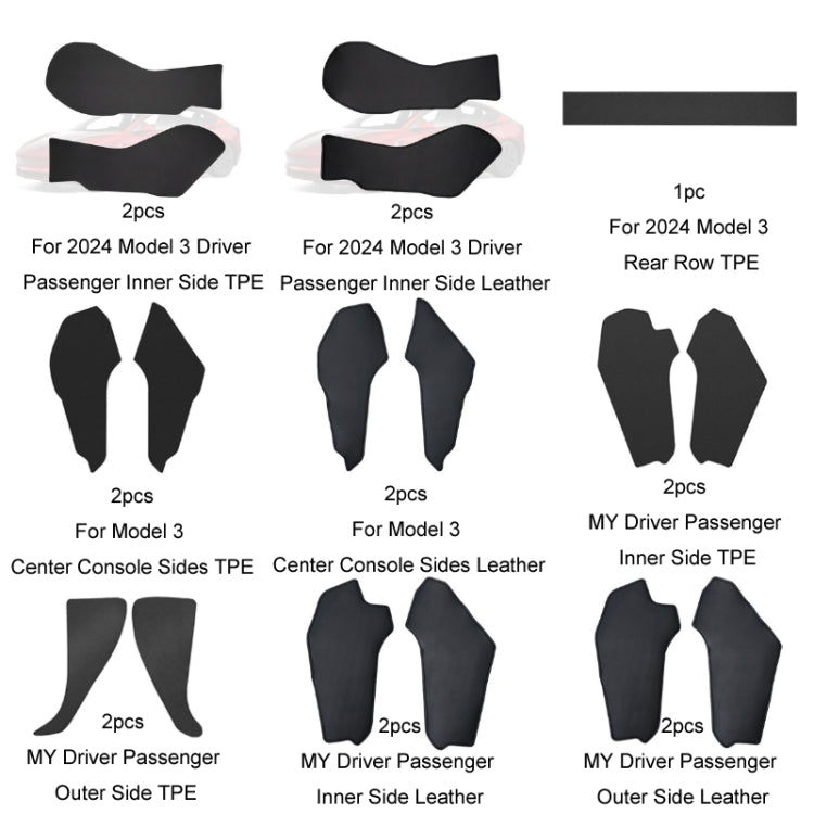 For Tesla Center Console Side Anti-kick Protective Pad, Style: For 2017-2023 Model 3 Center Console Sides TPE