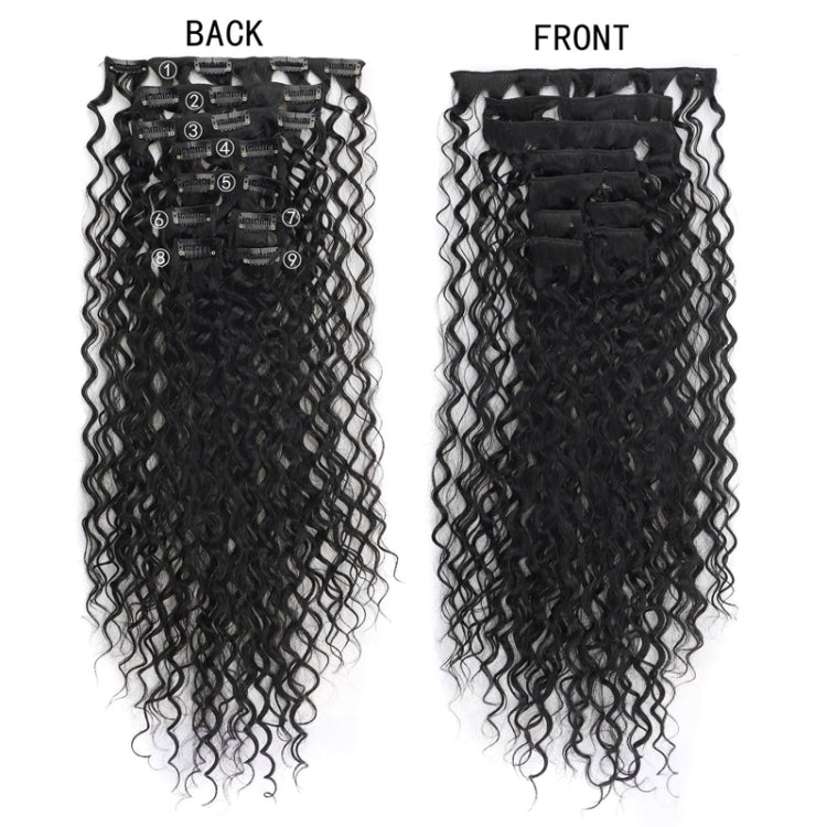 9pcs / Set Ladies Long Curly Hair Extension Pieces Natural Fluffy Invisible Wig - Natural Black