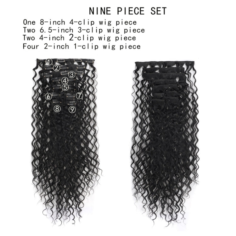 9pcs / Set Ladies Long Curly Hair Extension Pieces Natural Fluffy Invisible Wig - Natural Black